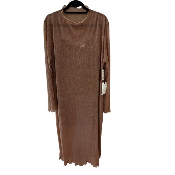 Leith Champagne Gold Long Sleeve Sheer Midi Dress Size 1X NWT Party Holiday NYE - Picture 3 of 16